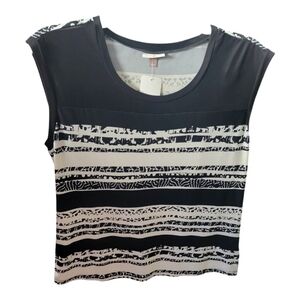 Roz & Ali | Black &  White Printed Tank | Large